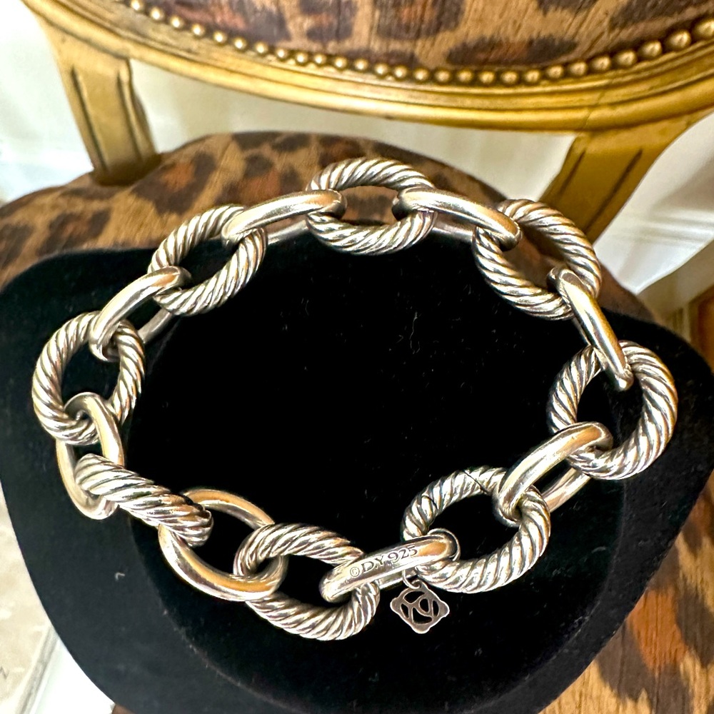 Chunky David Yurman Oval Link Bracelet in 925 Silver Great Condition-Dust Bag